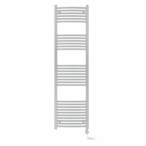 Right Radiators Prefilled Thermostatic Electric Heated Towel Rail Curved Ladder Warmer Rads - Chrome 1800x500 mm