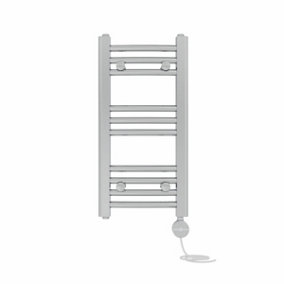 Right Radiators Prefilled Thermostatic Electric Heated Towel Rail Curved Ladder Warmer Rads - Chrome 600x300 mm