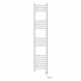 Right Radiators Prefilled Thermostatic Electric Heated Towel Rail Curved Ladder Warmer Rads - White 1400x300 mm