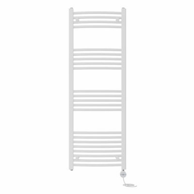 Right Radiators Prefilled Thermostatic Electric Heated Towel Rail Curved Ladder Warmer Rads - White 1400x500 mm