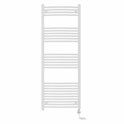 Right Radiators Prefilled Thermostatic Electric Heated Towel Rail Curved Ladder Warmer Rads - White 1600x600 mm