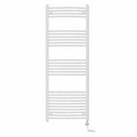 Right Radiators Prefilled Thermostatic Electric Heated Towel Rail Curved Ladder Warmer Rads - White 1600x600 mm