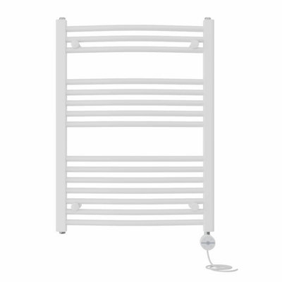 Right Radiators Prefilled Thermostatic Electric Heated Towel Rail Curved Ladder Warmer Rads - White 800x600 mm