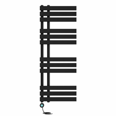 Right Radiators Prefilled Thermostatic Electric Heated Towel Rail D-shape Ladder Warmer Rads - 1200x450mm Black Price Comparisons | Compare The Build