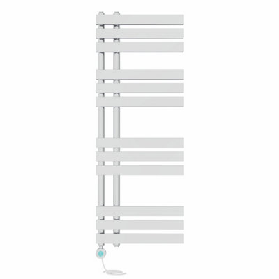 Right Radiators Prefilled Thermostatic Electric Heated Towel Rail D-shape Ladder Warmer Rads - 1200x450mm Chrome