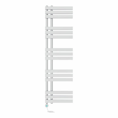 Right Radiators Prefilled Thermostatic Electric Heated Towel Rail D-shape Ladder Warmer Rads - 1600x450mm Chrome