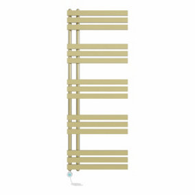 Right Radiators Prefilled Thermostatic Electric Heated Towel Rail D-shape Ladder Warmer Rads - 1600x600mm Brushed Brass