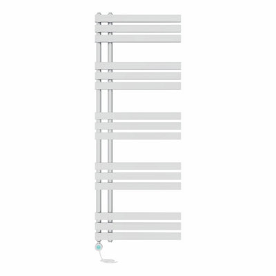 Right Radiators Prefilled Thermostatic Electric Heated Towel Rail D-shape Ladder Warmer Rads - 1600x600mm Chrome