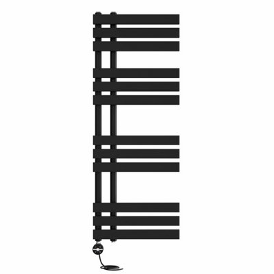 Right Radiators Prefilled Thermostatic Electric Heated Towel Rail D-shape Rads Ladder Warmer - 1200x450mm Black Price Comparisons | Compare The Build