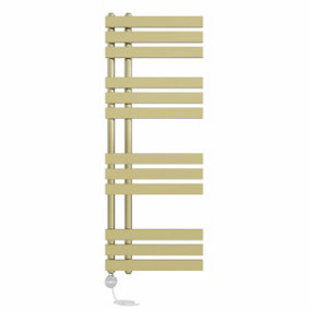 Right Radiators Prefilled Thermostatic Electric Heated Towel Rail D-shape Rads Ladder Warmer - 1200x450mm Brushed Brass