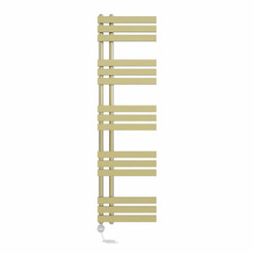 Right Radiators Prefilled Thermostatic Electric Heated Towel Rail D-shape Rads Ladder Warmer - 1600x450mm Brushed Brass