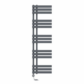 Right Radiators Prefilled Thermostatic Electric Heated Towel Rail D-shape Rads Ladder Warmer - 1600x450mm Sand Grey