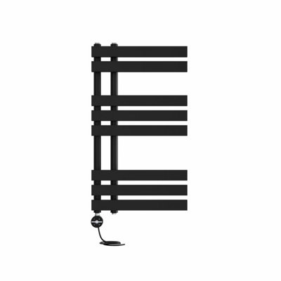 Right Radiators Prefilled Thermostatic Electric Heated Towel Rail D-shape Rads Ladder Warmer - 800x450mm Black Price Comparisons | Compare The Build