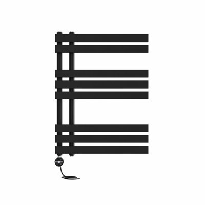 Right Radiators Prefilled Thermostatic Electric Heated Towel Rail D-shape Rads Ladder Warmer - 800x600mm Black Price Comparisons | Compare The Build