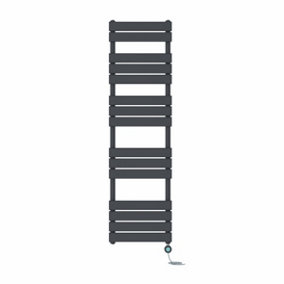 Right Radiators Prefilled Thermostatic Electric Heated Towel Rail Flat Panel Bathroom Ladder Warmer - Anthracite 1600x450 mm