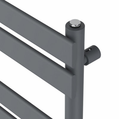 Right Radiators Prefilled Thermostatic Electric Heated Towel Rail Flat Panel Bathroom Ladder Warmer - Anthracite 1600x450 mm