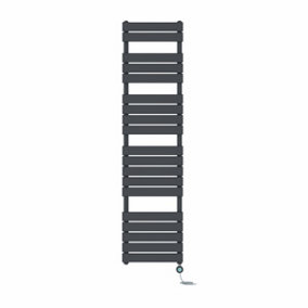 Right Radiators Prefilled Thermostatic Electric Heated Towel Rail Flat Panel Bathroom Ladder Warmer - Anthracite 1800x450 mm