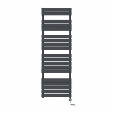Right Radiators Prefilled Thermostatic Electric Heated Towel Rail Flat Panel Bathroom Ladder Warmer - Anthracite 1800x600 mm