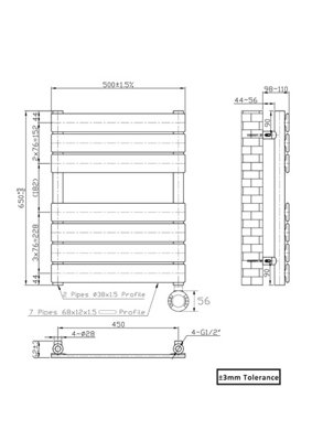 Right Radiators Prefilled Thermostatic Electric Heated Towel Rail Flat Panel Bathroom Ladder Warmer - Anthracite 650x500 mm