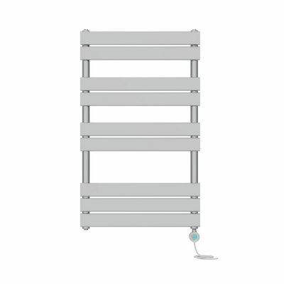 Right Radiators Prefilled Thermostatic Electric Heated Towel Rail Flat Panel Bathroom Ladder Warmer - Chrome 1000x600 mm