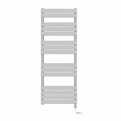 Right Radiators Prefilled Thermostatic Electric Heated Towel Rail Flat Panel Bathroom Ladder Warmer - Chrome 1600x600 mm