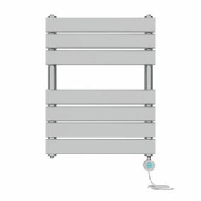 Right Radiators Prefilled Thermostatic Electric Heated Towel Rail Flat Panel Bathroom Ladder Warmer - Chrome 650x500 mm