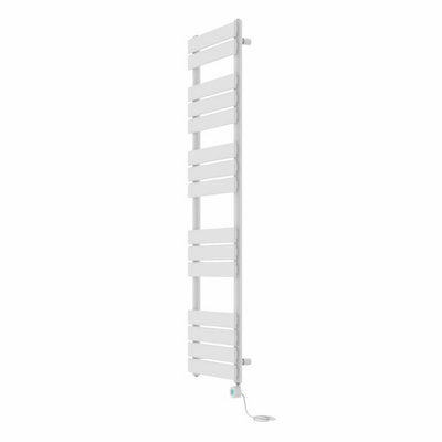 Right Radiators Prefilled Thermostatic Electric Heated Towel Rail Flat Panel Bathroom Ladder Warmer - White 1600x450 mm