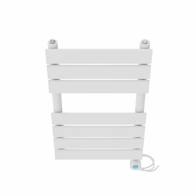 Right Radiators Prefilled Thermostatic Electric Heated Towel Rail Flat Panel Bathroom Ladder Warmer - White 650x400 mm