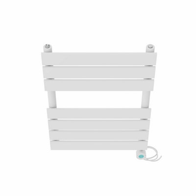 Right Radiators Prefilled Thermostatic Electric Heated Towel Rail Flat Panel Bathroom Ladder Warmer - White 650x500 mm
