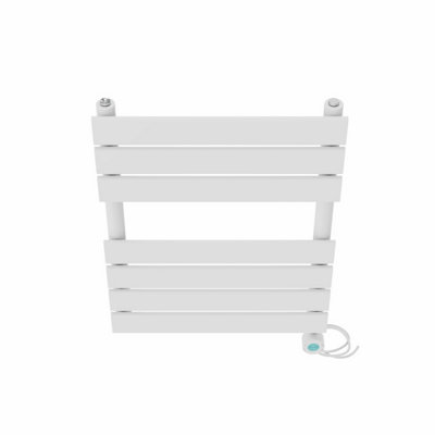 Right Radiators Prefilled Thermostatic Electric Heated Towel Rail Flat Panel Bathroom Ladder Warmer - White 650x500 mm