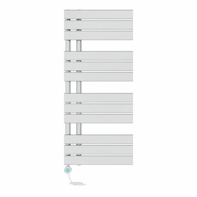 Right Radiators Prefilled Thermostatic Electric Heated Towel Rail Flat Panel Ladder Warmer Rads - 1126x500mm Chrome