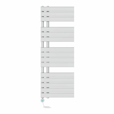 Right Radiators Prefilled Thermostatic Electric Heated Towel Rail Flat Panel Ladder Warmer Rads - 1380x500mm Chrome