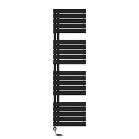Right Radiators Prefilled Thermostatic Electric Heated Towel Rail Flat Panel Ladder Warmer Rads - 1800x500mm Black