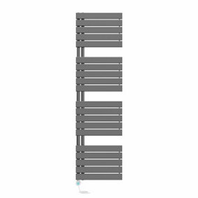 Right Radiators Prefilled Thermostatic Electric Heated Towel Rail Flat Panel Ladder Warmer Rads - 1800x500mm Gunmetal
