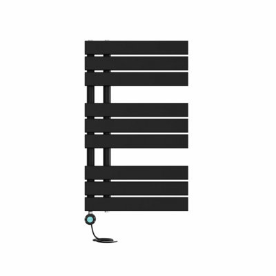 Right Radiators Prefilled Thermostatic Electric Heated Towel Rail Flat Panel Ladder Warmer Rads - 824x500mm Black Price Comparisons | Compare The Build