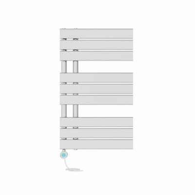 Right Radiators Prefilled Thermostatic Electric Heated Towel Rail Flat Panel Ladder Warmer Rads - 824x500mm Chrome