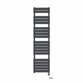 Right Radiators Prefilled Thermostatic Electric Heated Towel Rail Flat Panel Ladder Warmer Rads - Anthracite 1800x450 mm
