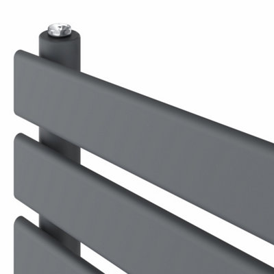 Right Radiators Prefilled Thermostatic Electric Heated Towel Rail Flat Panel Ladder Warmer Rads - Anthracite 650x500 mm