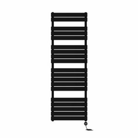 Right Radiators Prefilled Thermostatic Electric Heated Towel Rail Flat Panel Ladder Warmer Rads - Black 1800x600 mm