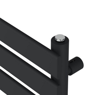 Right Radiators Prefilled Thermostatic Electric Heated Towel Rail Flat Panel Ladder Warmer Rads - Black 650x400 mm
