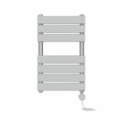 Right Radiators Prefilled Thermostatic Electric Heated Towel Rail Flat Panel Ladder Warmer Rads - Chrome 650x400 mm