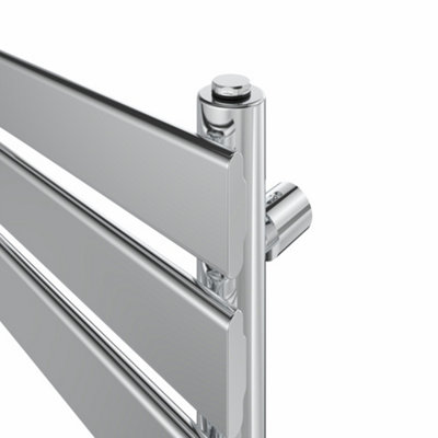 Right Radiators Prefilled Thermostatic Electric Heated Towel Rail Flat Panel Ladder Warmer Rads - Chrome 650x400 mm