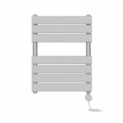 Right Radiators Prefilled Thermostatic Electric Heated Towel Rail Flat Panel Ladder Warmer Rads - Chrome 650x500 mm