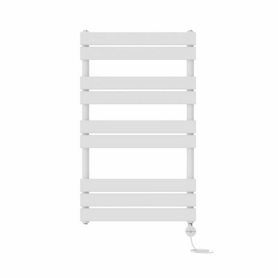 Right Radiators Prefilled Thermostatic Electric Heated Towel Rail Flat Panel Ladder Warmer Rads - White 1000x600 mm