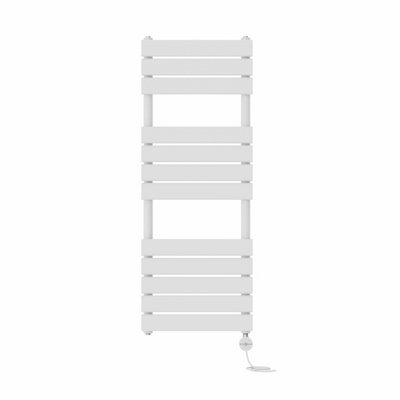 Right Radiators Prefilled Thermostatic Electric Heated Towel Rail Flat Panel Ladder Warmer Rads - White 1200x450 mm