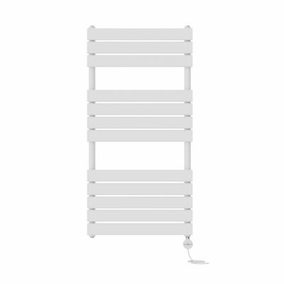 Right Radiators Prefilled Thermostatic Electric Heated Towel Rail Flat Panel Ladder Warmer Rads - White 1200x600 mm