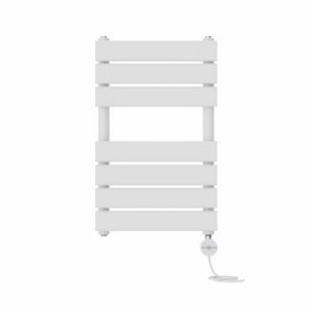 Right Radiators Prefilled Thermostatic Electric Heated Towel Rail Flat Panel Ladder Warmer Rads - White 650x400 mm
