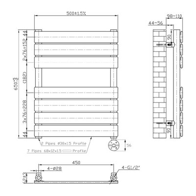 Right Radiators Prefilled Thermostatic Electric Heated Towel Rail Flat Panel Ladder Warmer Rads - White 650x500 mm