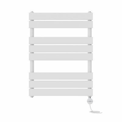 Right Radiators Prefilled Thermostatic Electric Heated Towel Rail Flat Panel Ladder Warmer Rads - White 800x600 mm
