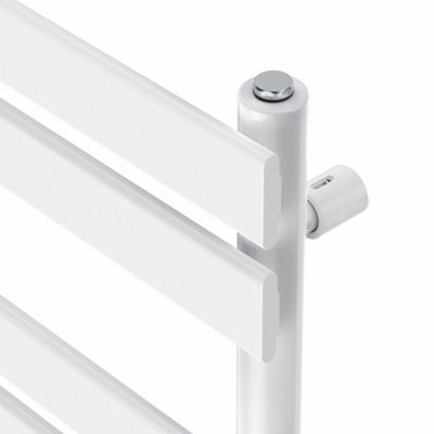 Right Radiators Prefilled Thermostatic Electric Heated Towel Rail Flat Panel Ladder Warmer Rads - White 800x600 mm